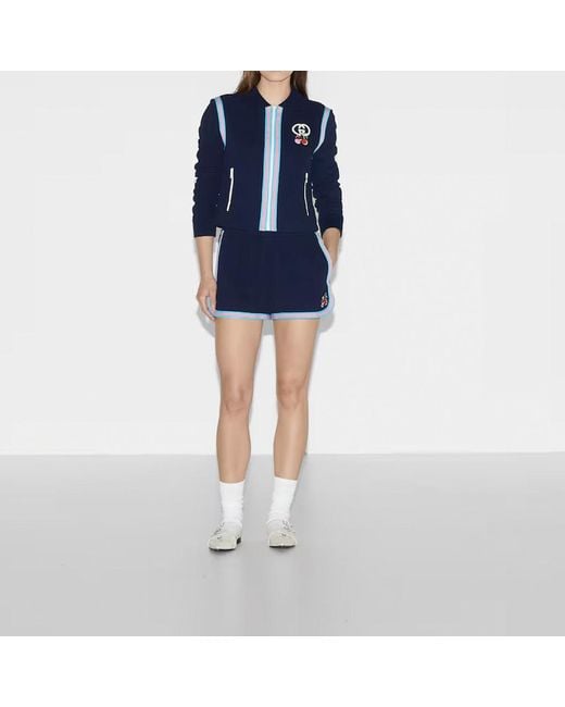 Gucci Blue (Wmns) Cotton Piquet Zip Cardigan With Patch 'Dark'