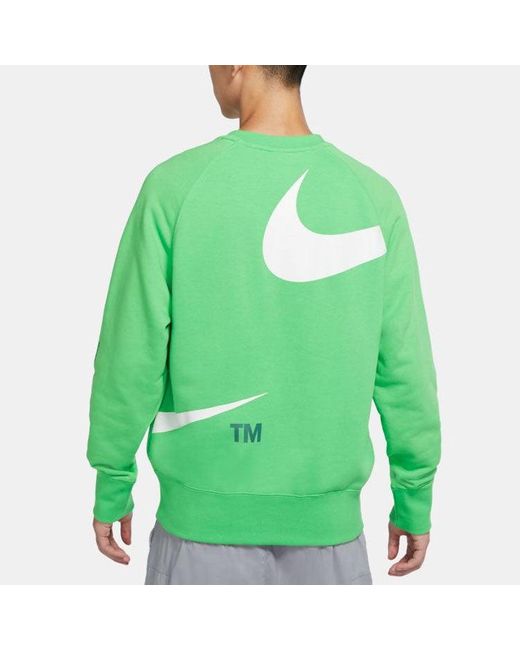 Nike Green Swoosh Ft Crew Large Logo Printing Knit Round Neck Pullover for men