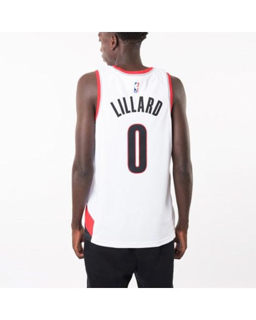 Nike Red Damian Lillard Trail Blazers Association Edition Nba Swingman Jersey for men