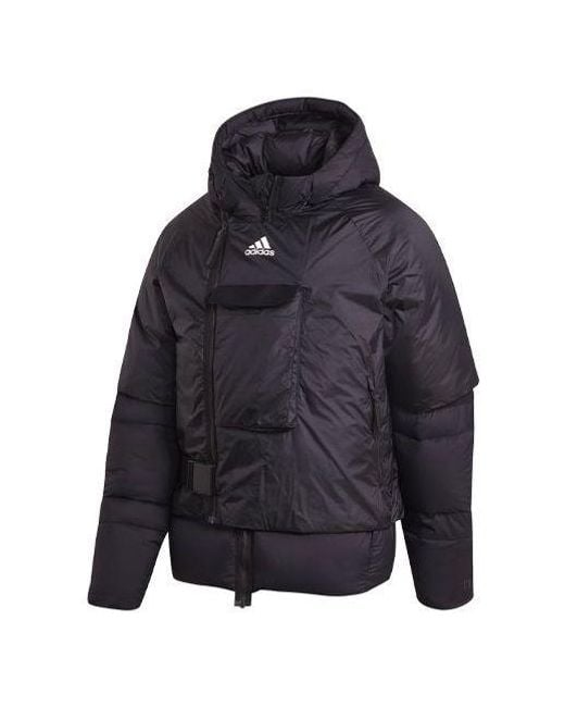 Adidas Blue Detachable Hooded Waterproof Down Jacket for men