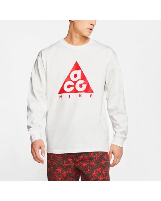 Nike White Acg Ls Tee Athleisure Casual Sports Pullover Long Sleeves for men