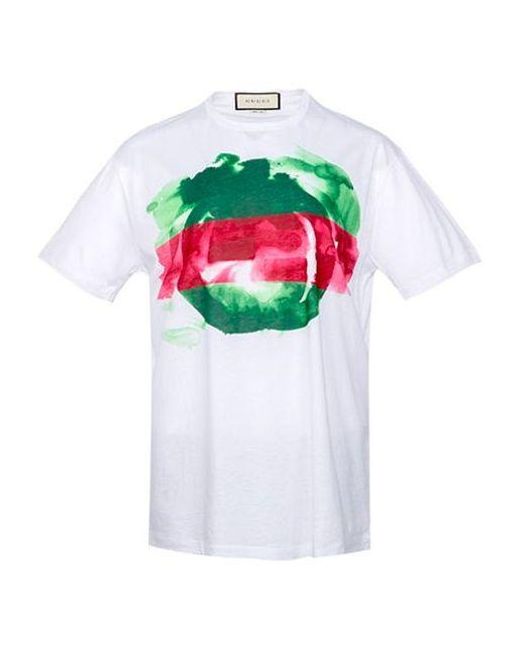 Gucci White Print With Round Neck And Short Sleeves