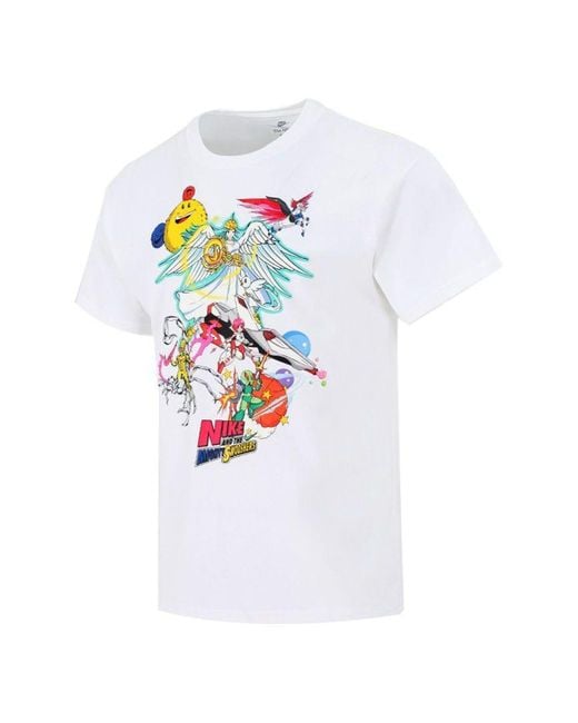 Nike White Sports Running Casual Printing Round Neck Short Sleeve T-Shirt for men