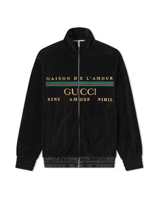 Gucci Black Chenille Embroidered Zip Up Jacket for men
