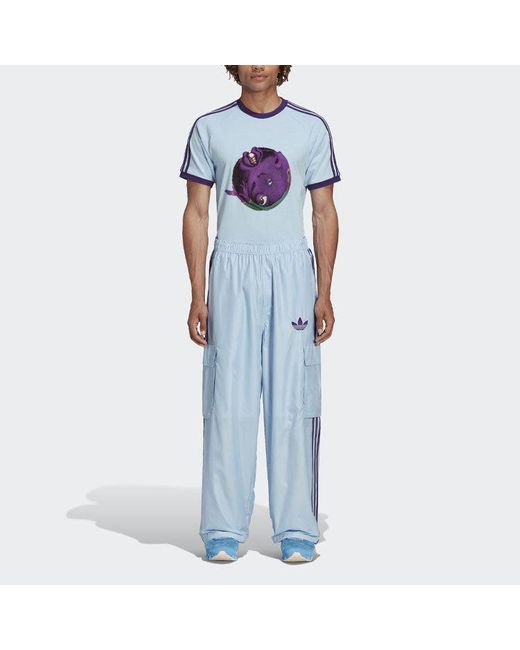 Adidas Blue Originals Originals X Kerwin Frost Crossover Cartoon Pattern Printing Sports Short Sleeve for men