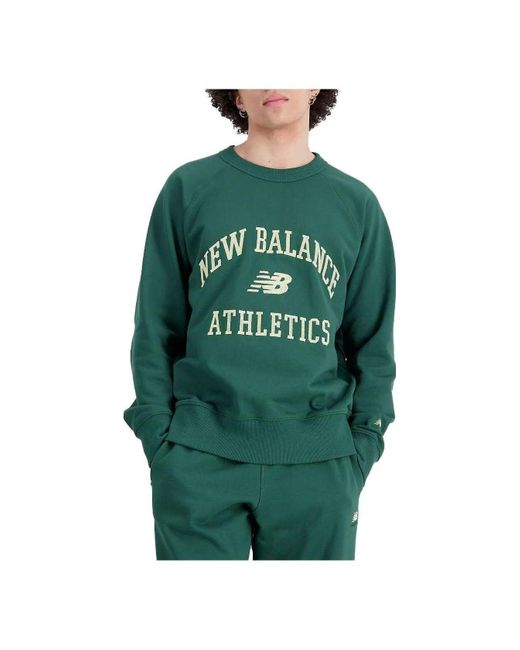 New Balance Green Athletics Varsity Fleece Crewneck Sweatshirt for men