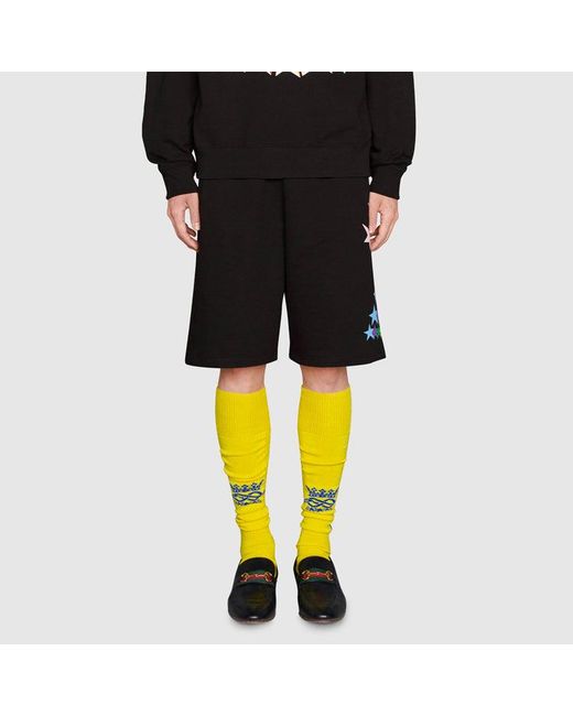 Gucci Black Ss21 Interlock Double G Printing Cotton Shorts for men