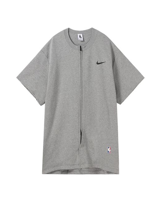 Nike Gray Nrg Ti Warm Up Top X Fear Of God Fog Zipper Short Sleeve Tops 'Dark Heather' for men