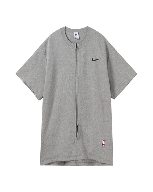 Nike Gray Nrg Ti Warm Up Top X Fear Of God Fog Zipper Short Sleeve Tops 'Dark Heather' for men