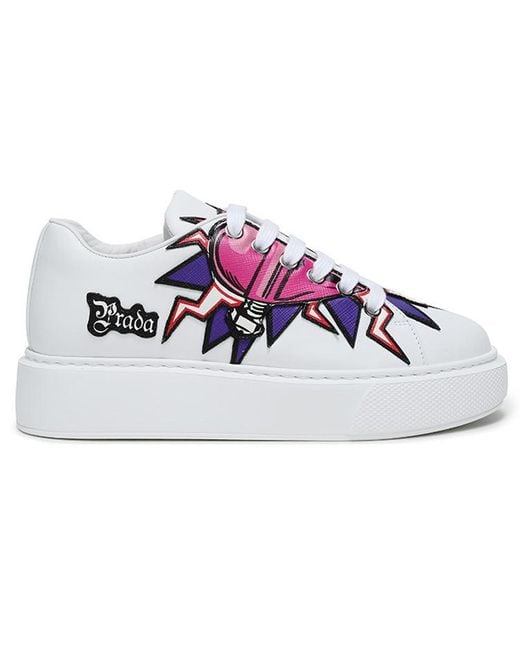 Prada Blue (Wmns) Graphic Heart Platform Sneakers Multi-Color'