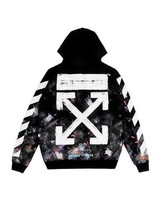 Off-White c/o Virgil Abloh Black Graffiti Arrow Printing Zipper Hooded Long Sleeves Ordinary Version for men