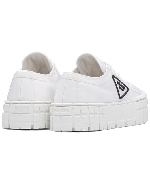 Prada White (Wmns) Double Wheel Re-Nylon Gabardine Sneakers
