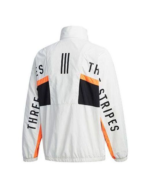 Adidas White Mh Cb Jkt Back Alphabet Logo Printing Sports Stand Collar Jacket Autumn for men