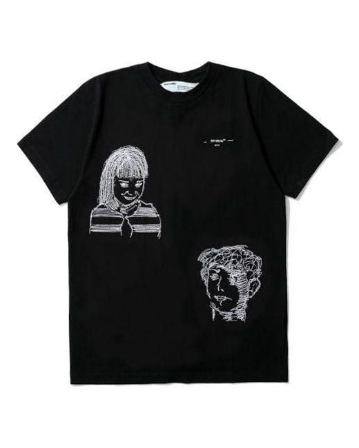 Off-White c/o Virgil Abloh Black C/O Virgil Abloh Small Character Pattern Printing Short Sleeve Ordinary Version for men