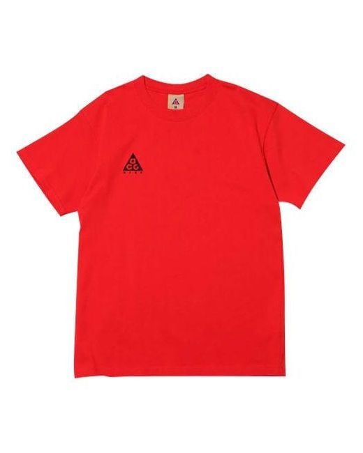 Nike Red Acg Small Logo Casual Short Sleeve Large for men