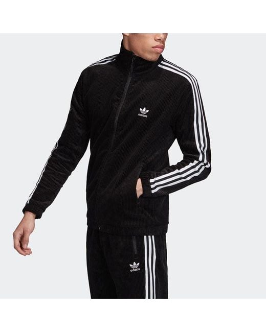 Adidas Black Originals Cord Corduroy Zipper Jacket for men