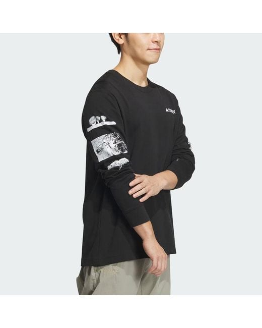 Adidas Black National Geographic Aeroready Graphic Long Sleeve Tee Asia Sizing for men