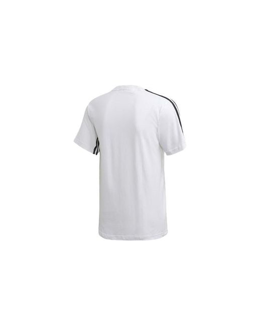 Adidas White 3S Tape Tee Sports Round Neck Short Sleeve for men
