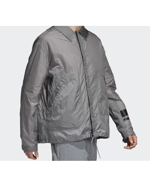 Adidas Gray Originals Nmd Webbing Logo Coach Jacket for men