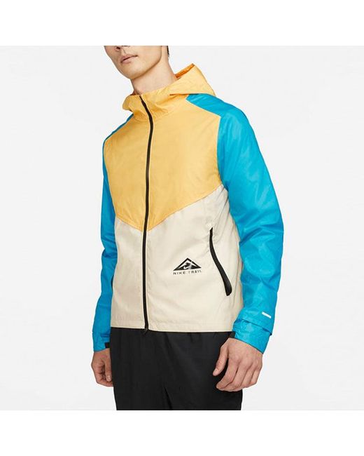 Nike Blue Windrunner Contrast Windproof Casual Hooded Jacket For for men