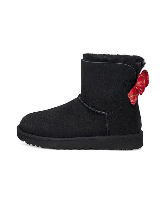 Ugg Black (Wmns) Mini Bailey Bow Plaid Ribbon