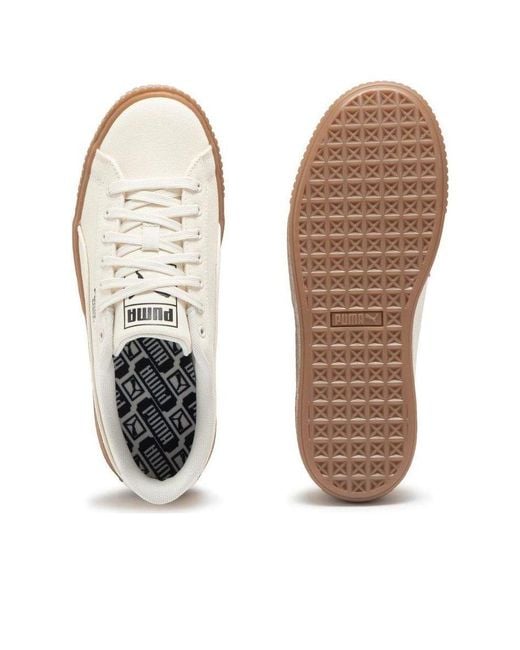 PUMA White (Wmns) Basket Platform Canvas