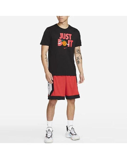 Nike Black Just Do It Alphabet Printing Round Neck Short Sleeve for men