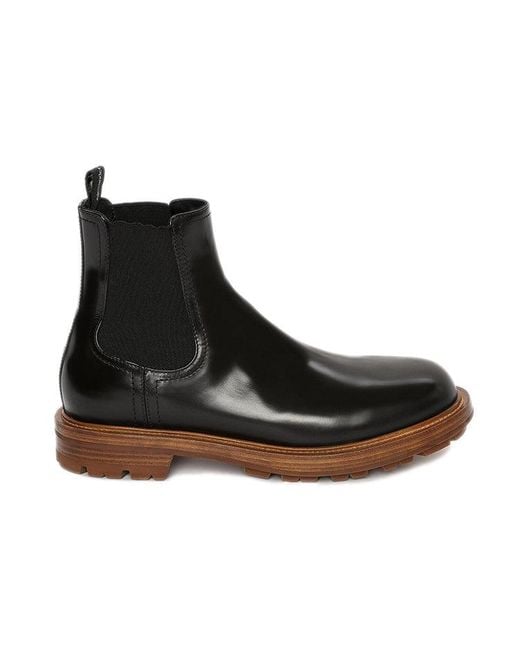 McQueen Black Shiny Leather Chelsea Boots for men