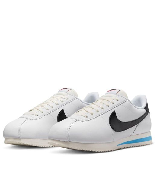 Nike White Cortez Leather Shoes for men