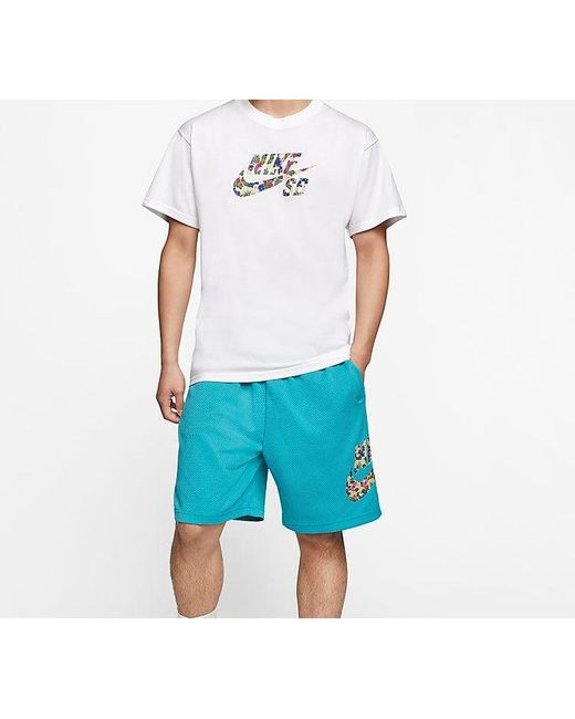 Nike White Sb Flowers Logo Skateboard Short Sleeve for men