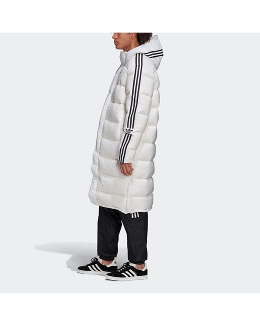 Adidas Gray Originals Long Down Jkt Stay Warm Sports Hooded Down Jacket for men