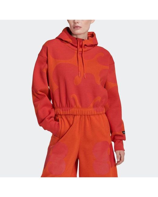 Adidas Red Mmk Crop Hoodie Sweatshirt