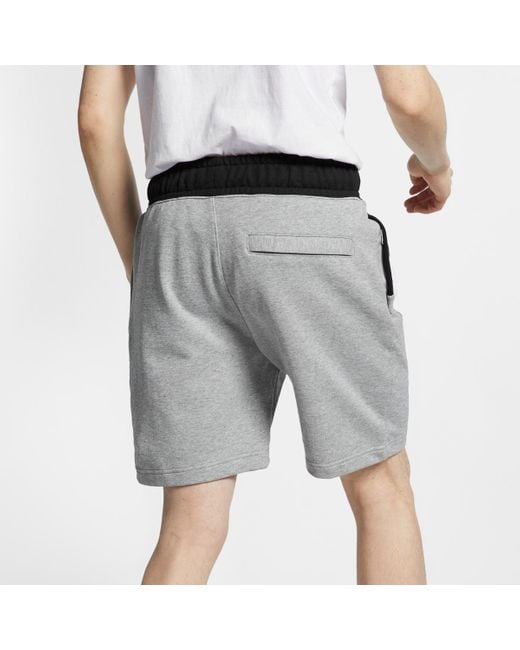Nike Gray Sak As Nsw Hbr Colorblock Large Logo Splicing Elastic Waistband Sports Shorts for men