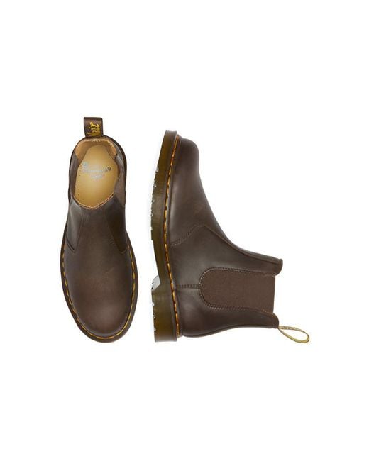 Dr. Martens Brown 2976 Stitch Crazy Horse Leather Chelsea Boots 'Dark'