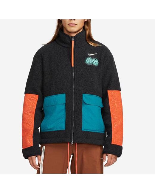 Nike Blue Cny Chinese New Year's Edition Contrast Color Stitching Loose Logo Sports Stand Collar Jacket for men