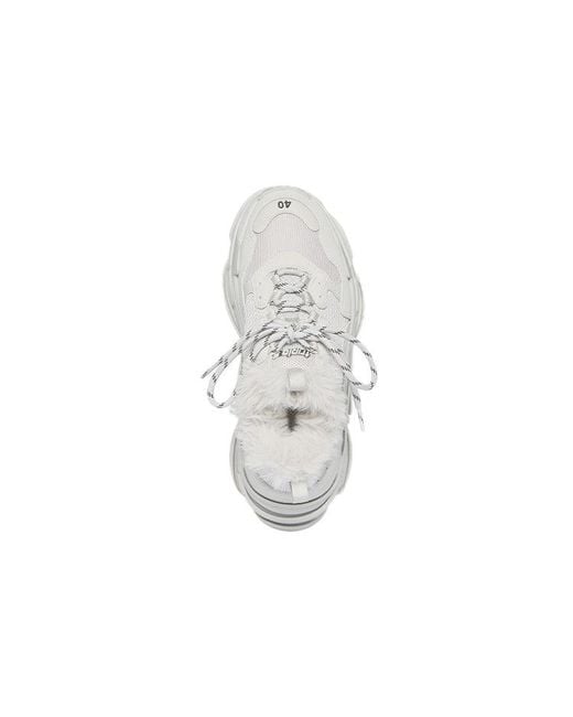 Balenciaga White (Wmns) Triple S Sneaker 'Faux Fur