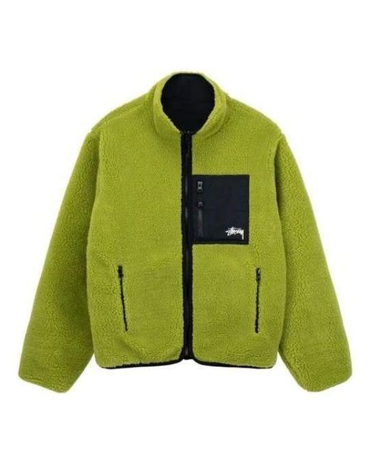 Stussy Green Reversible Sherpa Jacket for men