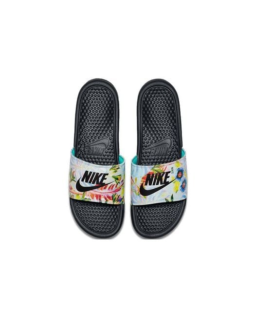 Nike Blue (Wmns) Benassi Slide 'Floral Print'