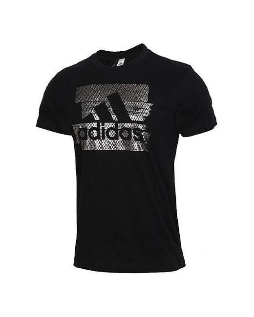 Adidas Black Training Sports Logo Round Neck Short Sleeve for men