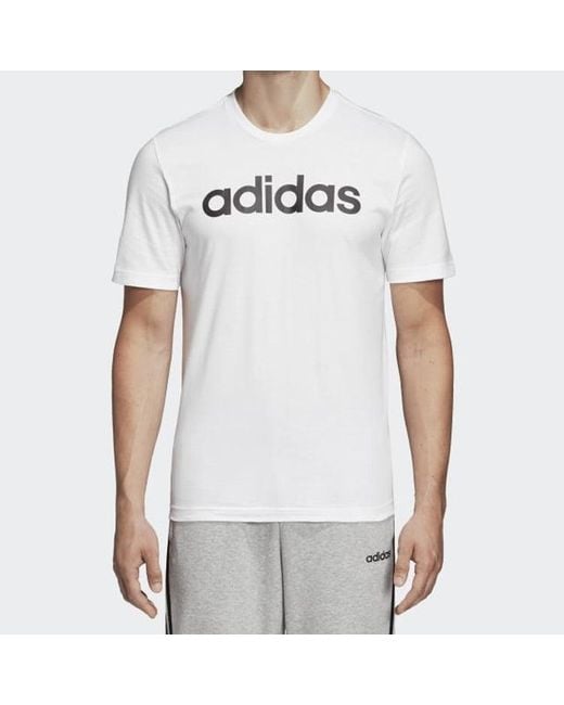 Adidas White Letter Logo Applique Sports Short-Sleeve Tee for men
