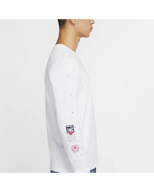 Nike White 23 Air Printing Casual Sports Round Neck Long Sleeves for men