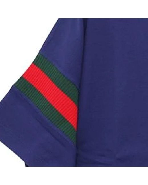 Gucci Blue Cotton Jersey Polo Shirt With Web for men