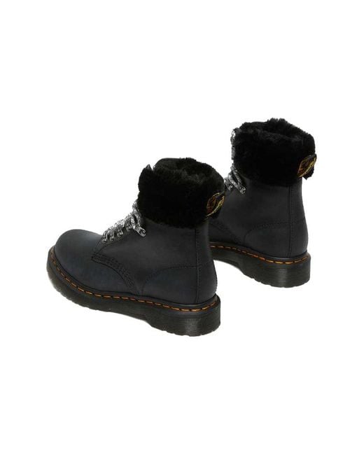 Dr. Martens Black (Wmns) 1460 Stay Warm Wear-Resistant Fur Martin Boots