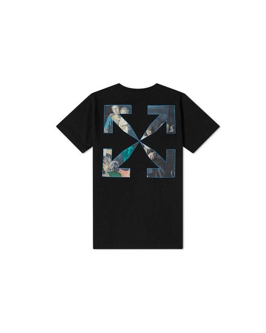 Off-White c/o Virgil Abloh Black Fw20 Caravag Painting Short Sleeve Slim for men