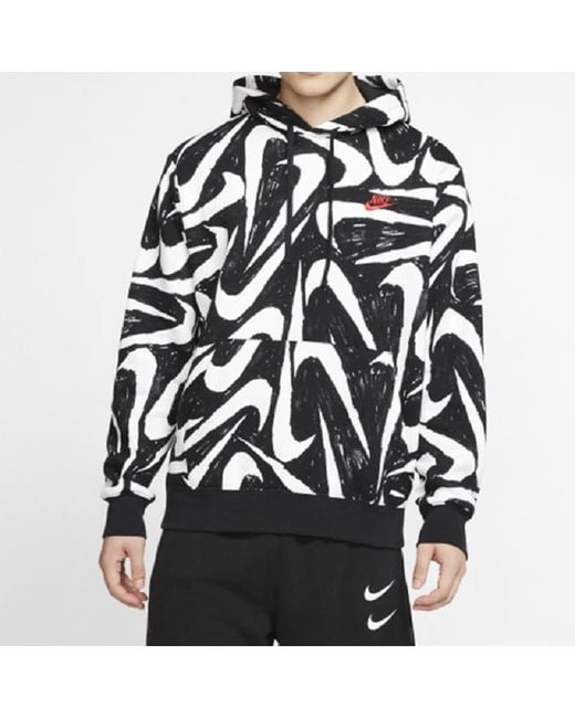 Nike Black Athleisure Casual Sports Printing Fleece for men