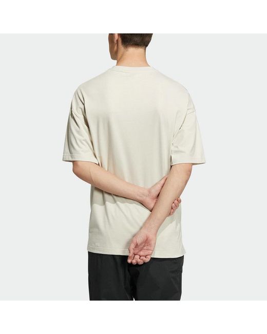 Adidas White Solid Color Logo Loose Sports Short Sleeve Creamy T-Shirt for men
