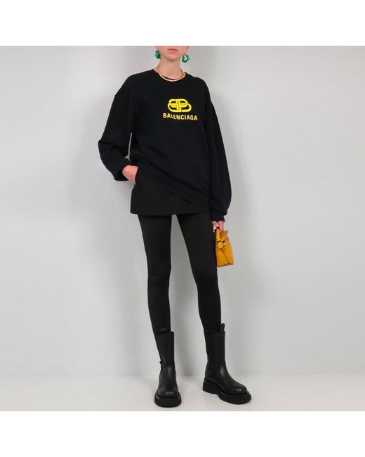Balenciaga Blue (Wmns) Ss21 Logo Loose Swea Round-Neck Long Sleeve