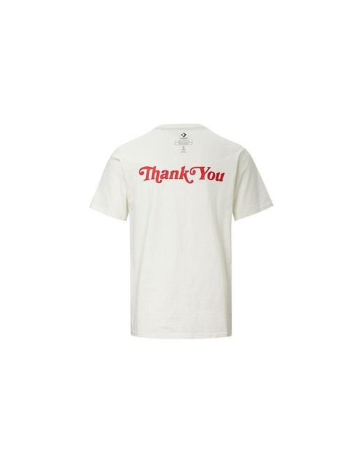 Converse White Reversible Alphabet Printing Short Sleeve Creamy for men