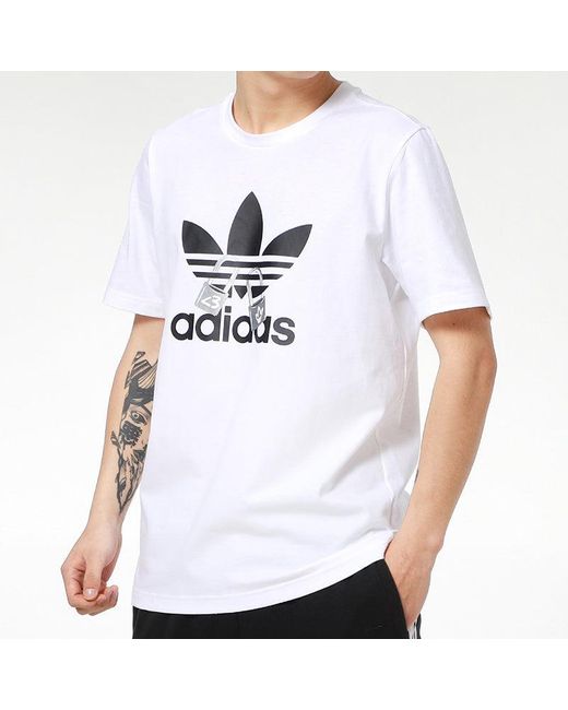 Adidas White Originals Vday Tee Uni Casual Crew Neck for men