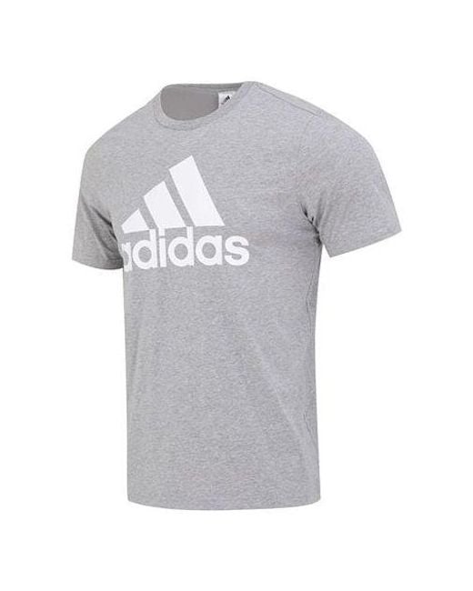 Adidas Gray Essentials Single Jersey Big Logo Tee for men